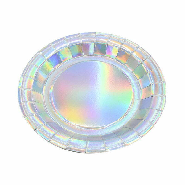 Iridescent Silver 6 Paper Plates